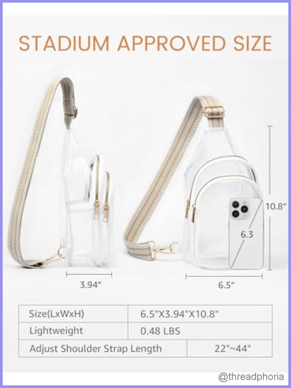 Clear Crossbody Sling Bag Stadium Approved PVC Women's Event Purse - Picture 2 of 6